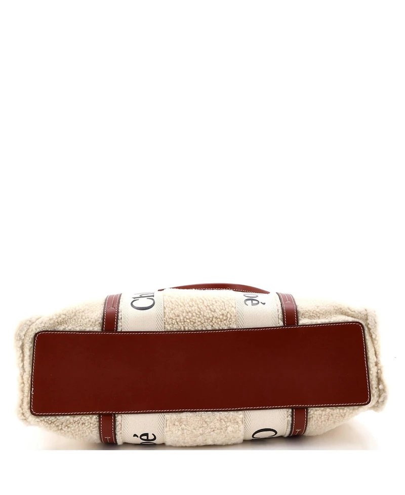 Pre-Owned Chloe Large Woody Tote Shearling with Leather