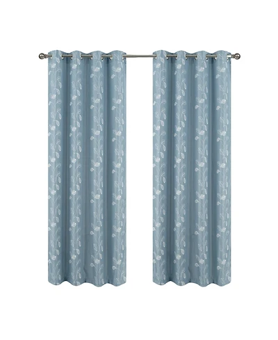 Rt Designers Collection 100% Polyester 140 Gsm Reed Embroidered Grommet Curtain Panel 54" x 84