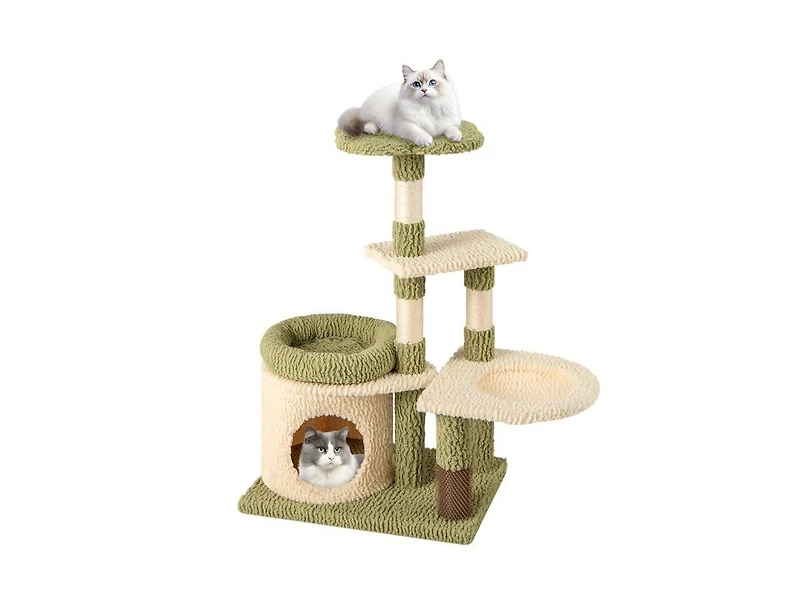 Aostirmotor 38" Multi-Level Kitten Tower with Cozy Condo & Bed, Aesthetic Indoor Cat Furniture