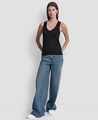 Dkny Jeans Women's Rhinestone V-Neck Tank Top