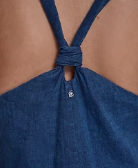 Dkny Jeans Women's Knotted Strap V-Neck A-Line Dress