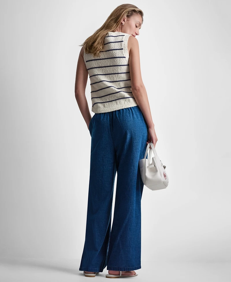 Dkny Jeans Women's Sleeveless Crew Neck Striped Sweater