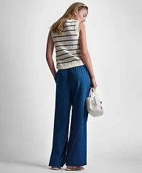 Dkny Jeans Women's Sleeveless Crew Neck Striped Sweater