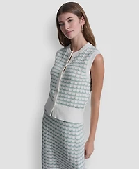 Dkny Jeans Women's Sleeveless Button-Front Crewneck Sweater