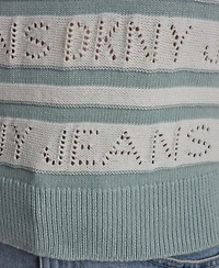 Dkny Jeans Women's Sleeveless Logo Pointelle Striped Sweater