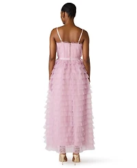 Steve Madden Juniors' Tiered Tulle Square Neck Gown