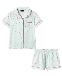 Andy & Evan Girls' Toddler 2T-4T Button-Down Shirt and Shorts Pajama Set