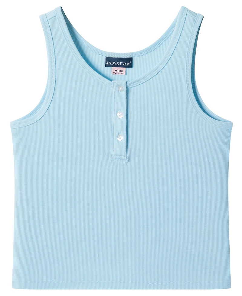 Andy & Evan Girls' 6-16 Henley Tank Short, 2-Piece Pajama Set