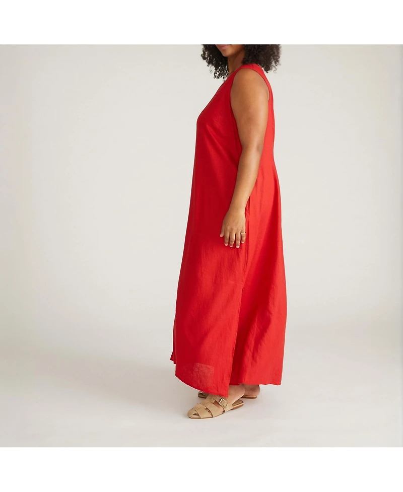 Universal Standard Plus Islet Button-Down Linen Maxi Dress