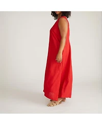 Universal Standard Plus Islet Button-Down Linen Maxi Dress