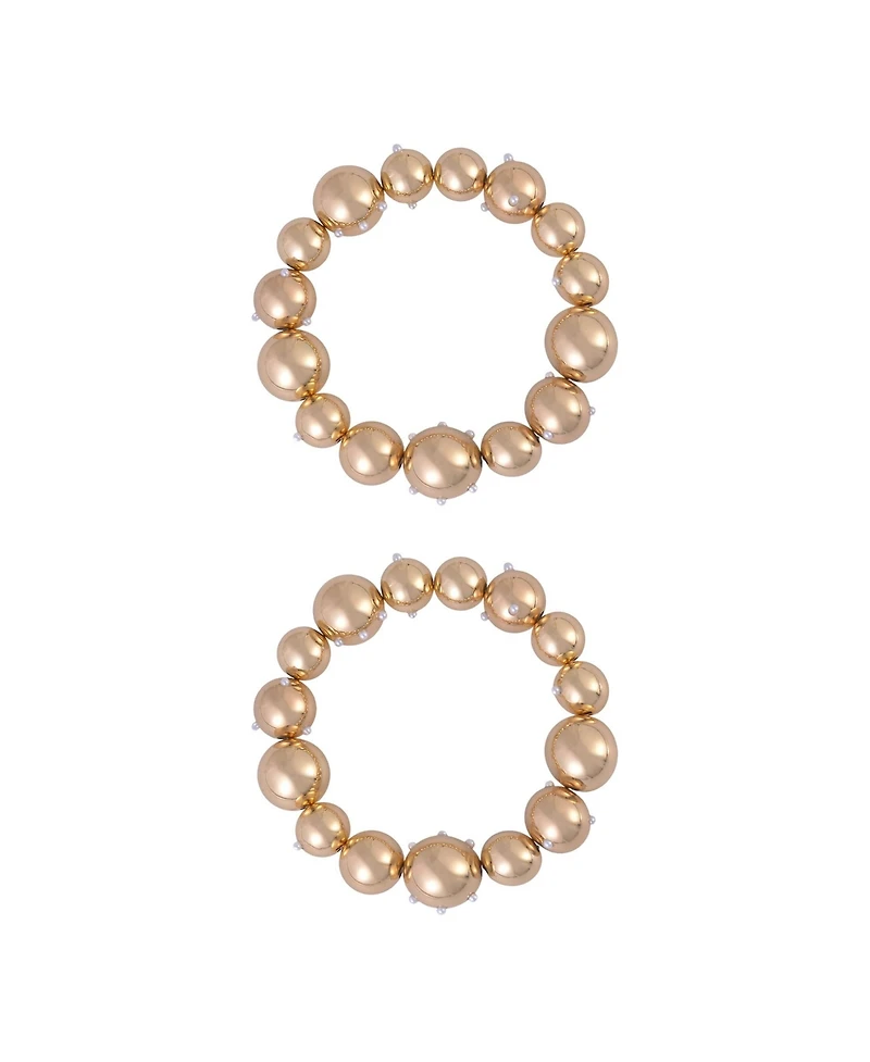 Laundry by Shelli Segal Gold Tone 2pc Ball Stretch Bracelets