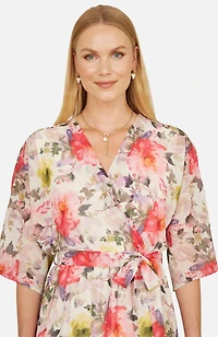 Yumi Women's Ruffle-Hem Wrap Midi Dress