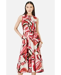 Yumi Women's Viscose Swirl Print Midi Dress
