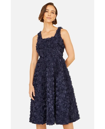 Yumi Women's Applique Floral Skater Dress