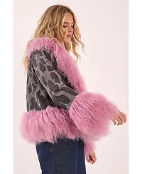 Nasty Gal Women's Printed Shearling Leather Jacket