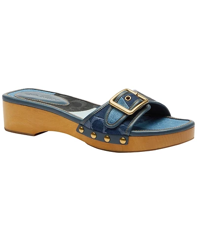 Coach Women's Margot Wooden Patchwork Slip-On Sandals