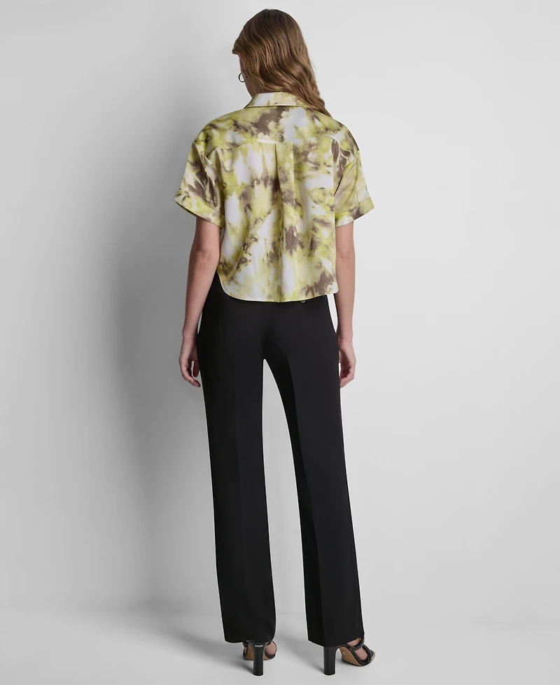 Dkny Petite Printed Button-Front Camp Shirt