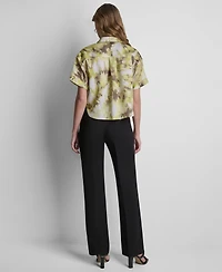 Dkny Petite Printed Button-Front Camp Shirt