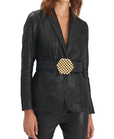 Velez Women's Tatacoa Woven Leather Straight Fit Blazer