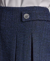 Dkny Women's Waffle Boucle Tweed Pleated Short Skirt