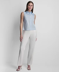 Dkny Women's Sleeveless Poplin Button-Front Top