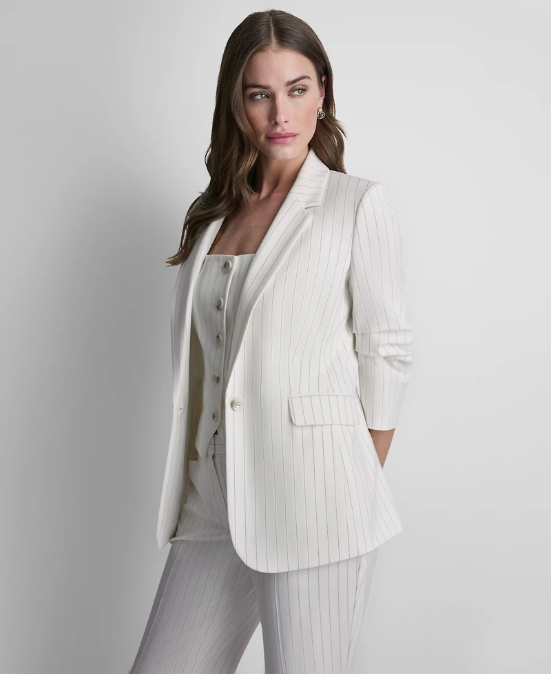 Dkny Women's Pinstripe One-Button Notch Collar Jacket