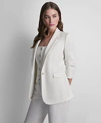 Dkny Women's Pinstripe One-Button Notch Collar Jacket