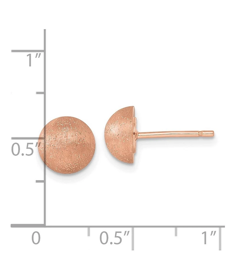 Curata Jewelry 18k Yellow, White or Rose Gold Italian 8mm Textured Half Round Button Earrings 8x8mm Wide Stud Earring