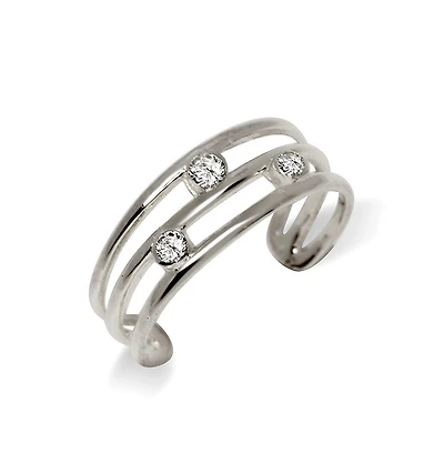 Curata Jewelry Solid Scattered Cubic Zirconia Adjustable Toe Ring