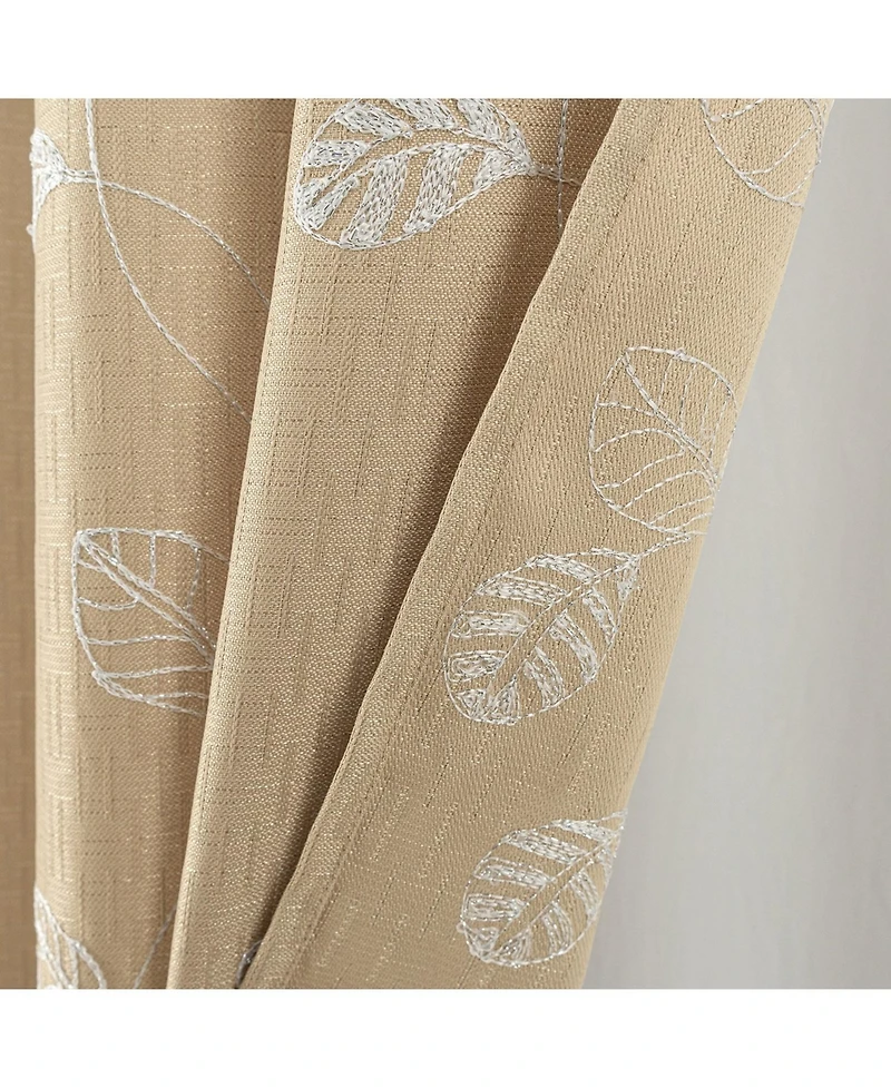 Rt Designers Collection 100% Polyester 140 Gsm Reed Embroidered Grommet Curtain Panel 54" x 90" Taupe