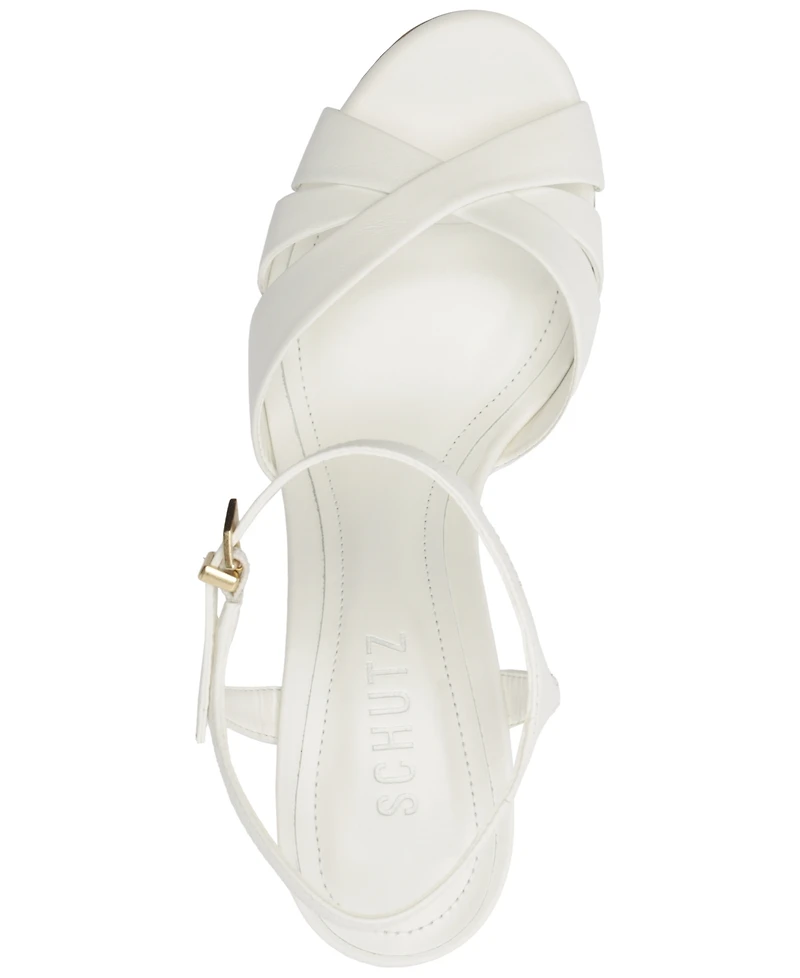 Schutz Women's Keefa Raffia High Block Dress Sandals
