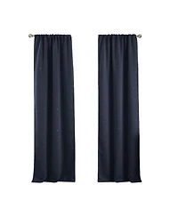 Kate Aurora 2 Piece Juvi Metallic Shooting Stars Room Darkening Rod Pocket Window Curtain Panels