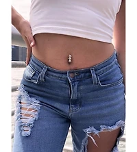 Curata Jewelry Cubic Zirconia Top Mount Belly Button Ring 14g