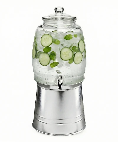 Style Setter Oak Grove 2.5 Gallon Dispenser with Glass Lid and Galvanized Base