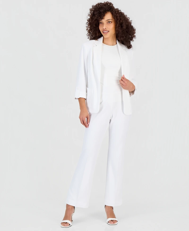 Anne Klein Essentials Petite Roll-Tab-Sleeve Open-Front Blazer