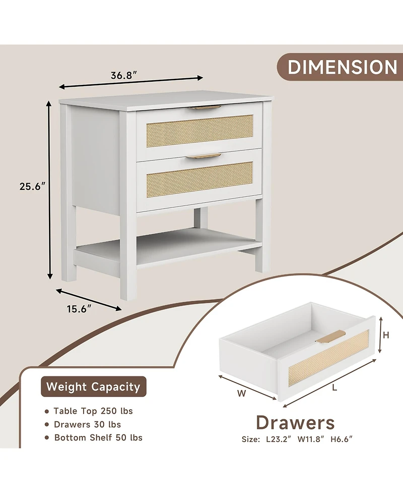 Rainsken Rattan Nightstand