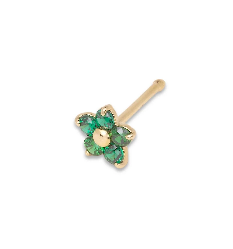 Curata Jewelry Solid 14k Yellow Gold Cubic Zirconia 3mm Flower Nose stud
