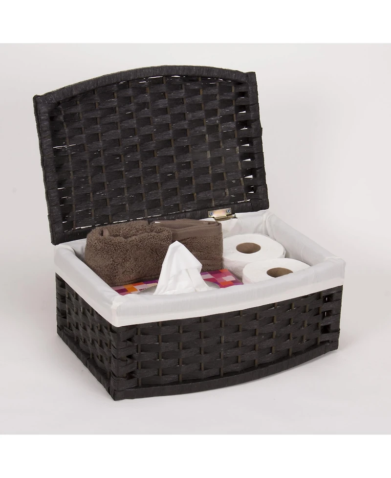 Household Essentials Woven Basket with Lid, Paper Rope Basket