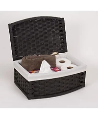 Household Essentials Woven Basket with Lid, Paper Rope Basket