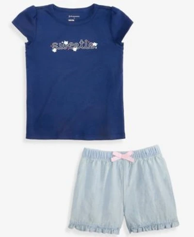 First Impressions Baby Girls 3m 24m Mix Match Sweetie Graphic T Shirt Ruffled Chambray Shorts Macys Exclusive