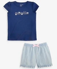 First Impressions Baby Girls 3m 24m Mix Match Sweetie Graphic T Shirt Ruffled Chambray Shorts Macys Exclusive