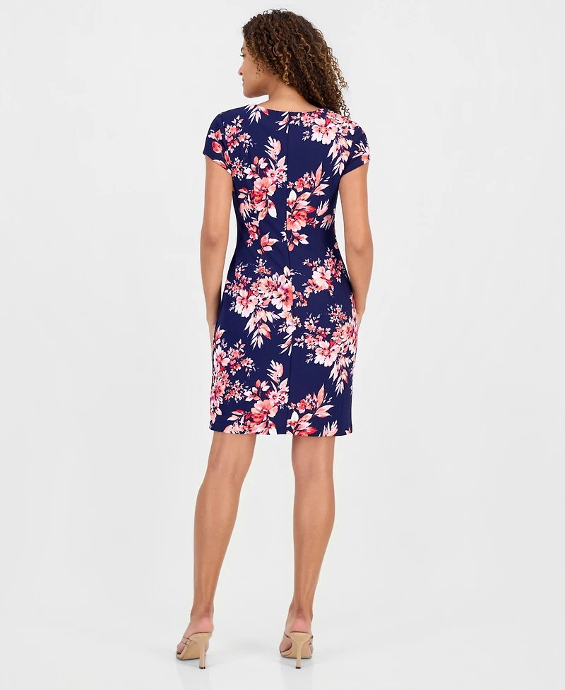 Connected Women's Cutout-Neck Short-Sleeve Sheath Dress