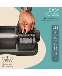 Lifepro Adjustable Dumbbell Set with Rack – 5-in-1 Quick-Change Hand Weights, 15lb, 25lb, or 43lb – Compact Adjustable Dumbbells for Men