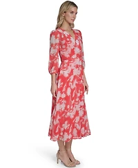 Calvin Klein Women's 3/4-Sleeve V-Neck Midi Dress