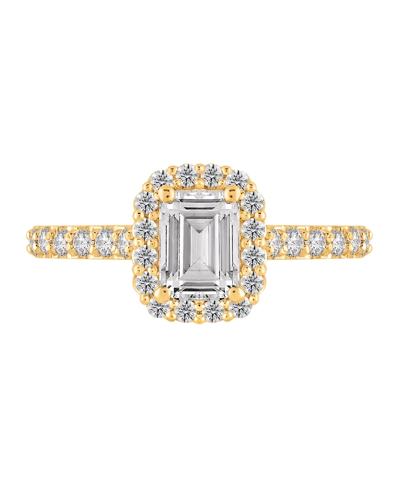 Macy's Certified Lab-Grown Diamond Halo Engagement Ring (1-1/2 ct. t.w.) in 14k Yellow Gold
