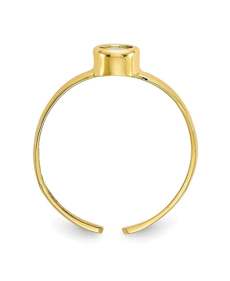 Curata Jewelry Solid 10k Yellow Gold Bezel-set Round Cubic Zirconia Adjustable Toe Ring