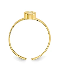 Curata Jewelry Solid 10k Yellow Gold Bezel-set Round Cubic Zirconia Adjustable Toe Ring