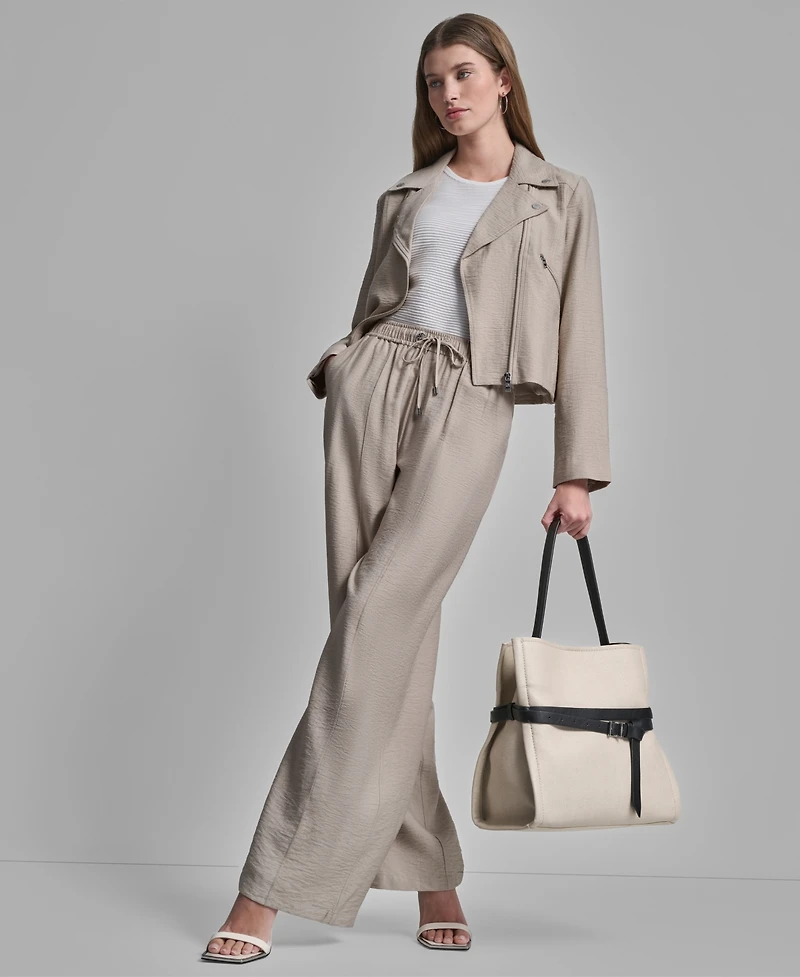 Dkny Women's Zipper Detailed Crinkle Jacket