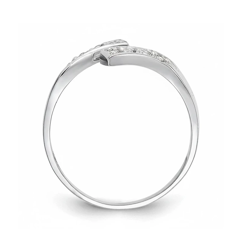 Curata Jewelry Solid 10K Gold Cubic Zirconia Adjustable Bypass Toe Ring