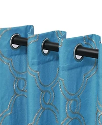 Superior Moroccan Geometric Trellis Semi-Sheer Window Curtain Panel Set with Grommet Header, 52 X 96